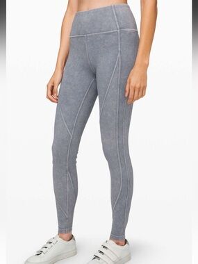 Lululemon Sz 10 Wunder Under High-Rise Tight *Snow Ribbed 28" Washed Luna grey.